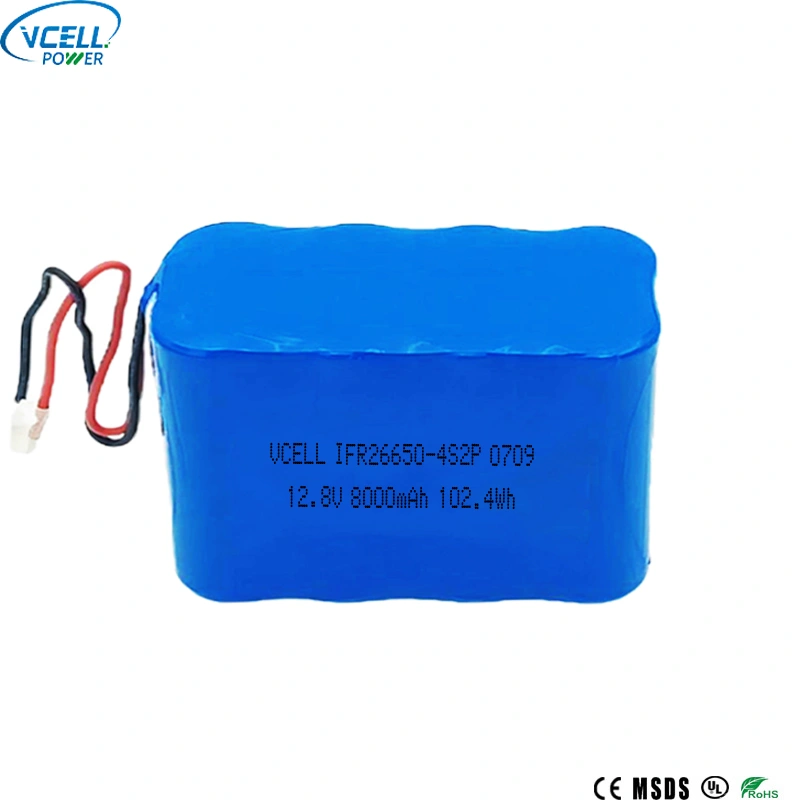 12.8V 8000mAh 26650 LiFePO4 充電式バッテリー