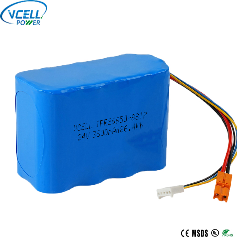 24V 3600mAh 26650 LiFePO4 充電式バッテリーパック