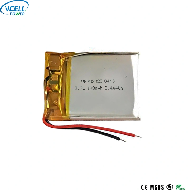 302025 3.7V 120mAh リチウムポリマーバッテリー